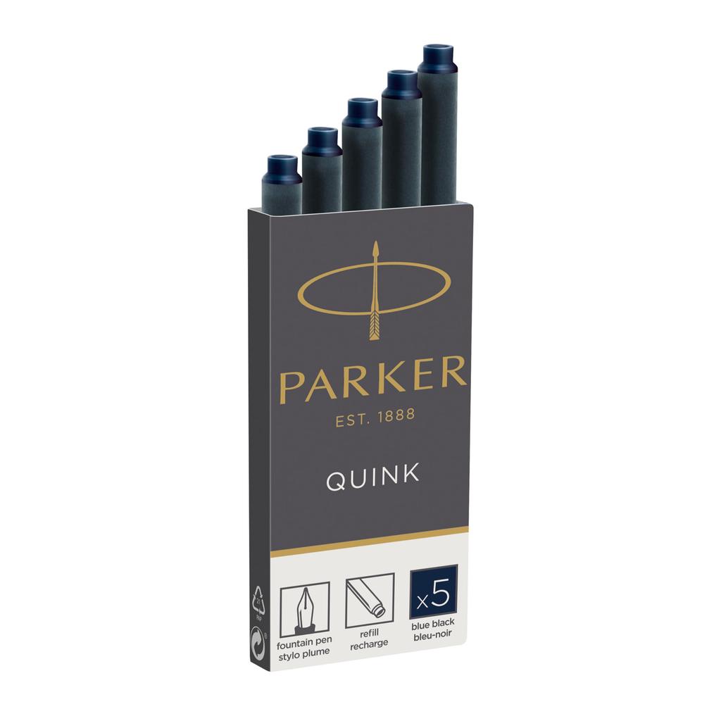 PARKER Quink Cartridge Genuine Imported 1950385 Ink, 5-pack, Blue-Black, Water-based, Product,