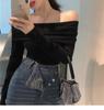 Women's One-Shoulder Slim Fit Long Sleeve T-Shirt - Sexy Cold-Weather Base Layer Top