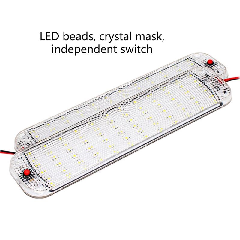 1pcs 12V-80V 72LED Roof Light Interior Light Bar Strip Light With Switch LED Car Interior Lamp Light Camper Bus Motorhome 10W
