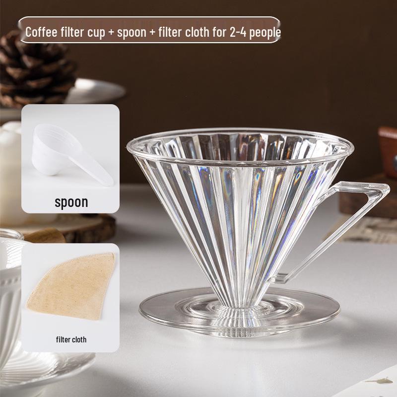 Clear Plastic Pour-Over Coffee Filter Conical Drip Pot