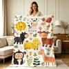 Soft Flannel Blanket with Cute Jungle Animal Floral Print All Season Warm Cozy Throw Blanket for Couch Sofa Bedroom Office Living Room Home Decor