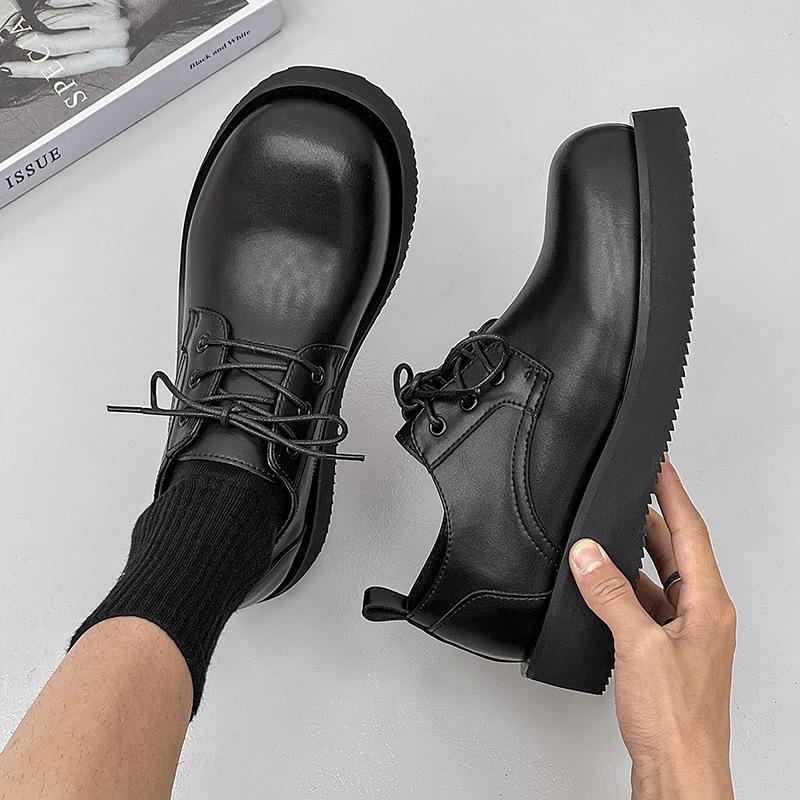 

2025 большие кожаные туфли легкие роскошные деловые повседневные мужские туфли официальные туфли на платформе мужские британские черные 1560-J 38 чёрный