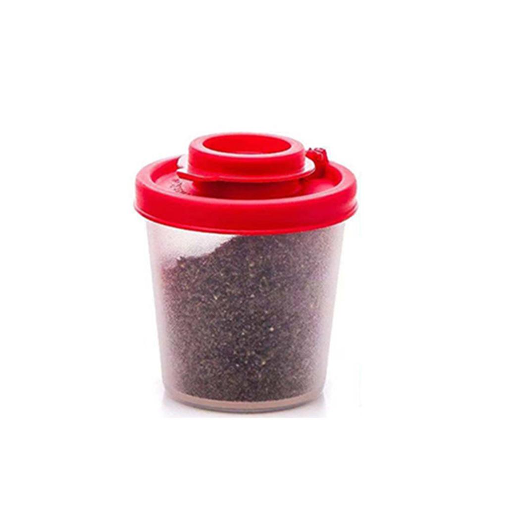 Salt and Pepper Shakers Moisture Proof Salt Shaker for Camping Picnic Outdoors Kitchen Clear Body with Red Lids