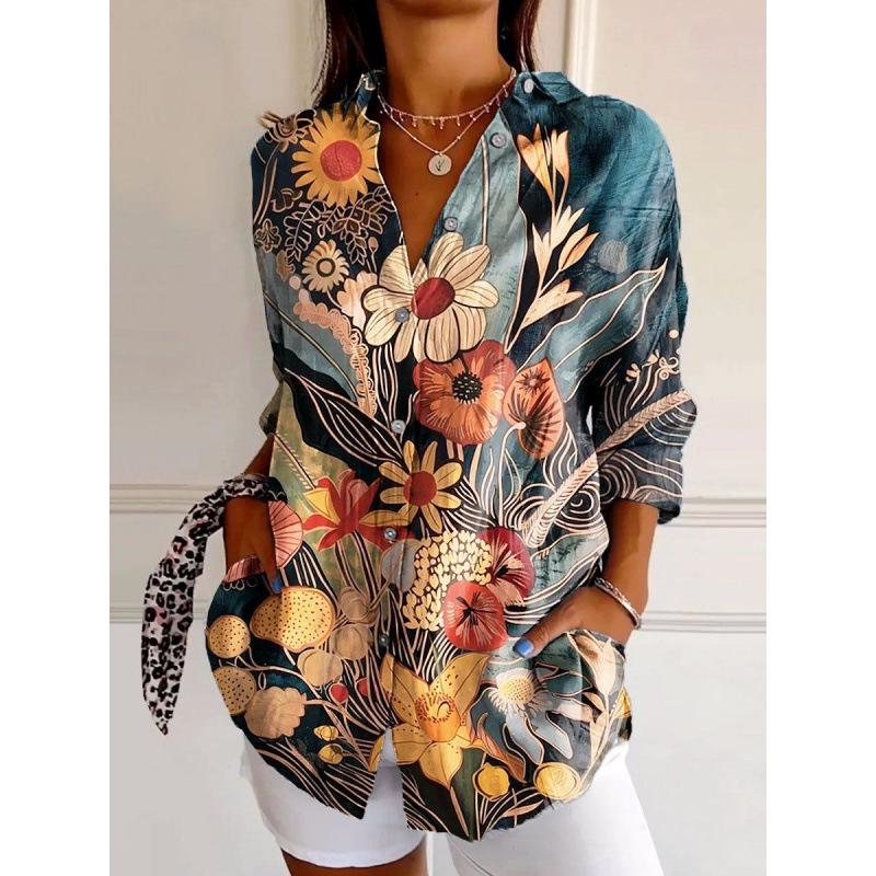 3D Abstract Pattern Women's Long Shirt with Drop Shoulder Sleeves
