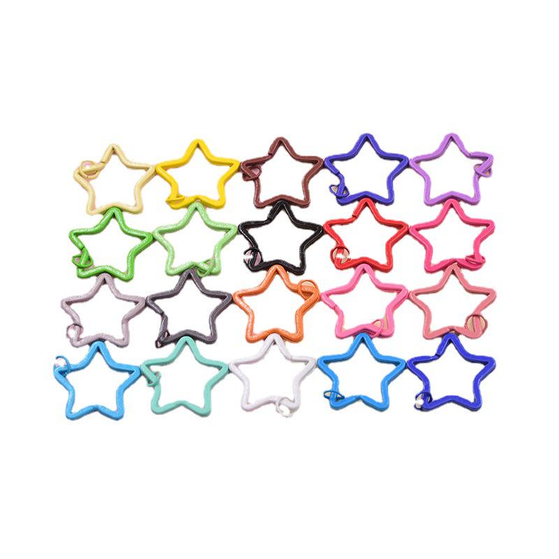35mm Colorful Iron Star Keychain Ring for DIY Jewelry