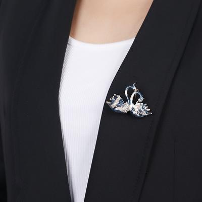 Gradual Change Hand-painted Double Swan Brooch Women's Fashion High-end Temperament Simple Pin Coat Suit Elegant Corsage Accessories