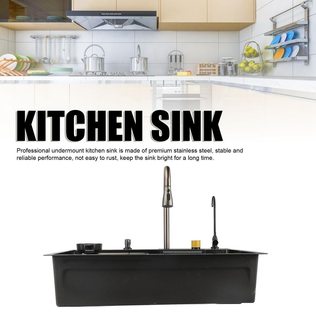 1 Set Kitchen Sink Professional Modern Simple Style Thickened Large Capacity Undermount Stainless Steel Sink for Home Kitchen