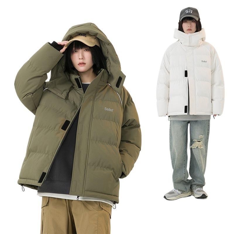 Padded-on Men's Coat Winter Cold-proof Padded Clothes Hooded New Youth Padded Jacket Couple Thickened