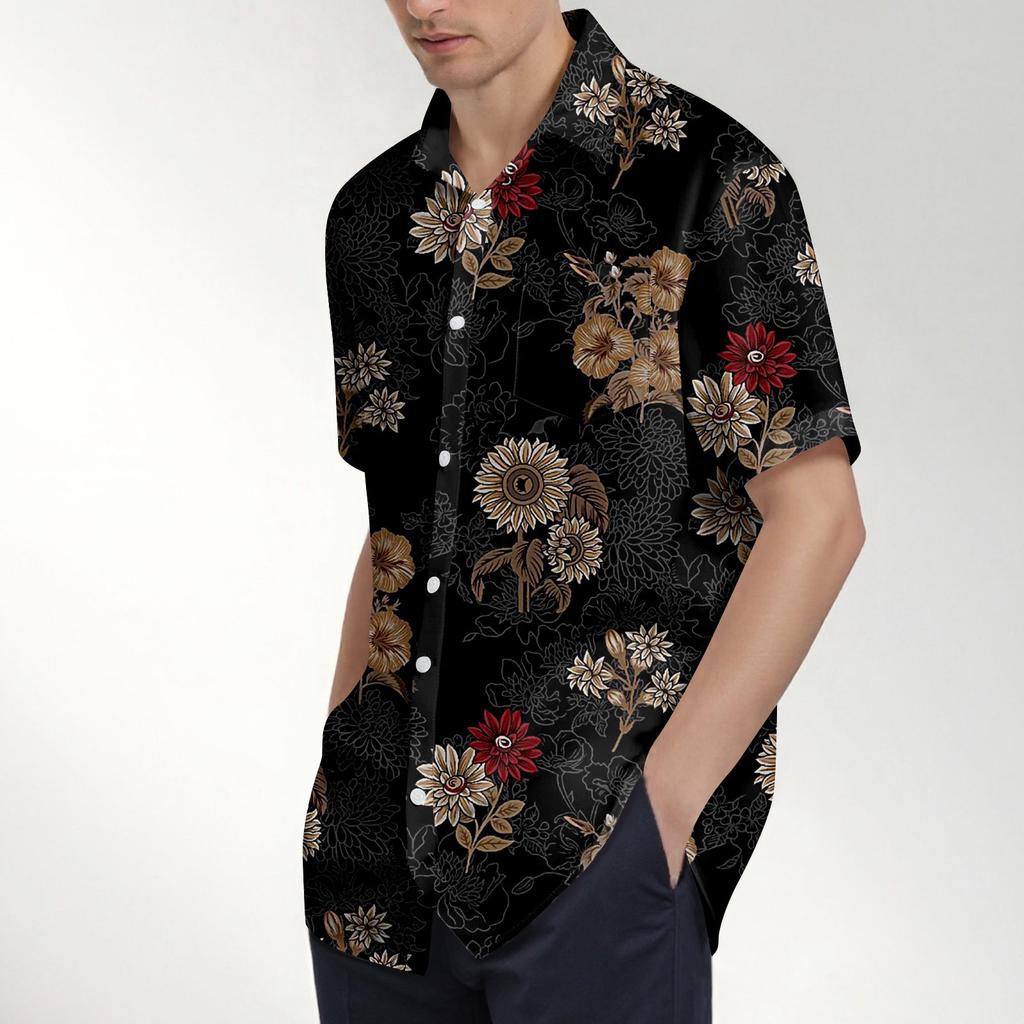 Retro Bohemian Print - Men's Casual Short Sleeved Shirt