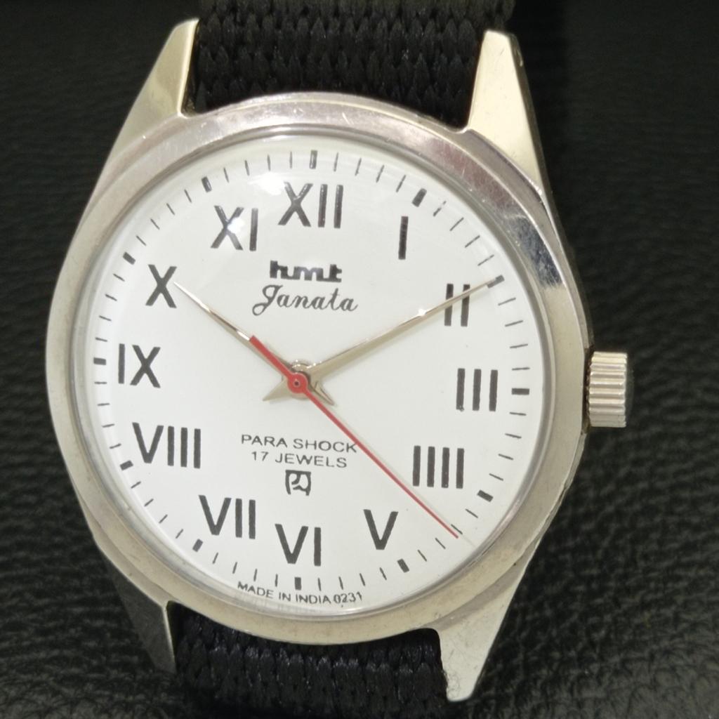 HAND-WINDING VINTAGE HMT JANATA INDIAN MENS WHITE COLOR DIAL WATCH a700043-5 R201-a700043