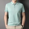 Frühlings- und Sommer-Herren-POLO-Shirts Kurzarm Maulbeerseide Einfarbig T-Shirts für junge und mittelalte Menschen