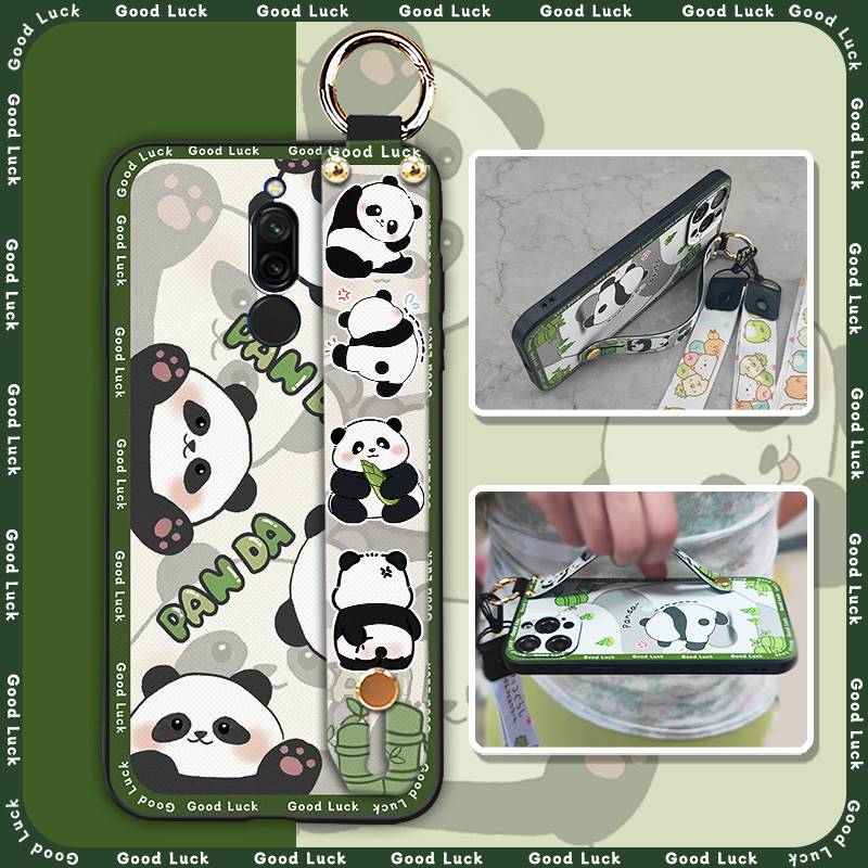 Cute Kickstand Phone Case For Xiaomi Redmi 8 Protective Silicone Cartoon Fashion Design Back Cover Lanyard Anti-knock