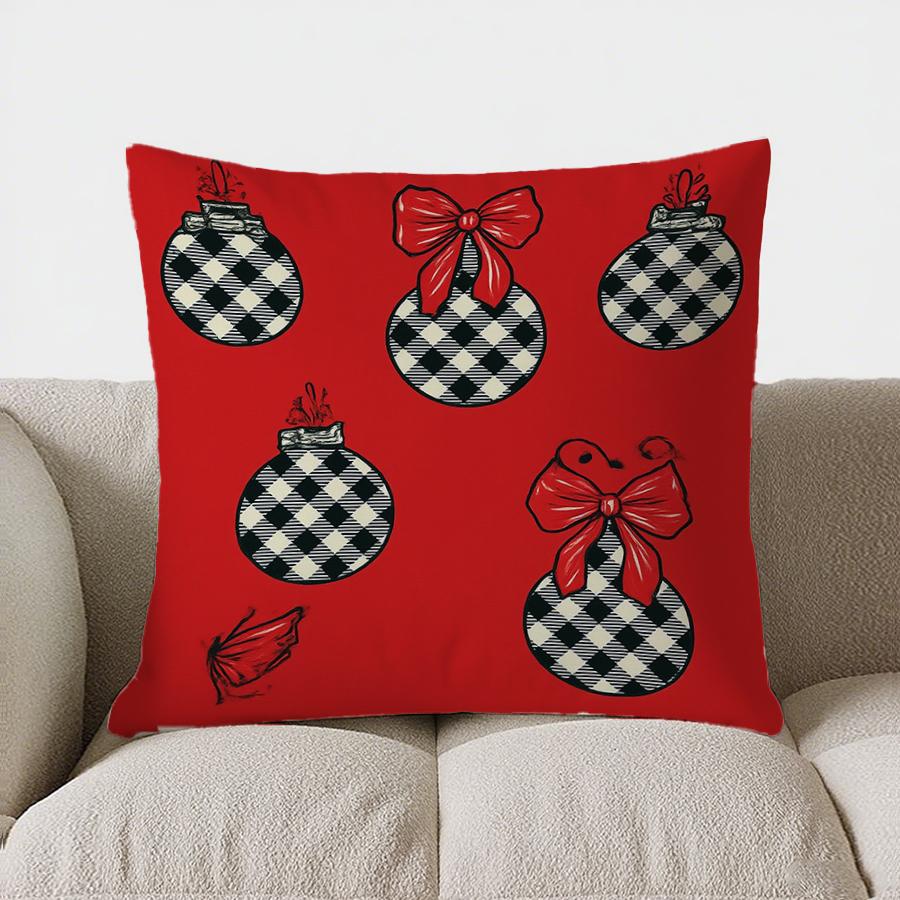 Home Decor Santa With Poinsettia Christmas Pillow Cover Pattern Cushion Cover Suitable For Sofa Bedroom Car Pillow Cover