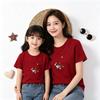 Puppy Print 100% Cotton Round Neck Short-Sleeved T-Shirt: Summer New Arrival for Mother-Daughter Matching