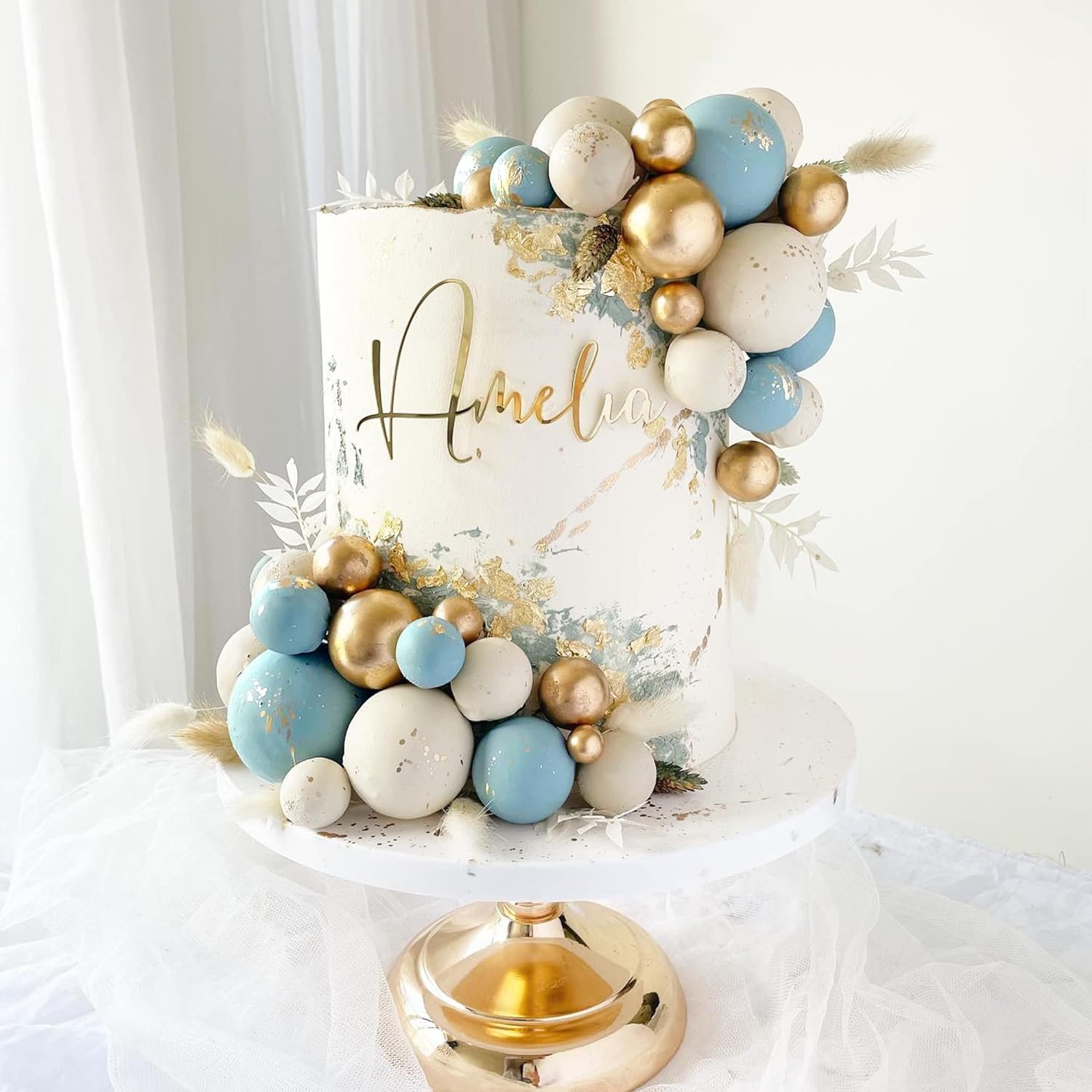 

Ball Cake Topper Picks Colorful Pearl Ball Shaped Cupcake Insert Cake Topper for Bear Theme Birthday Party Favors Wedding Decor синий