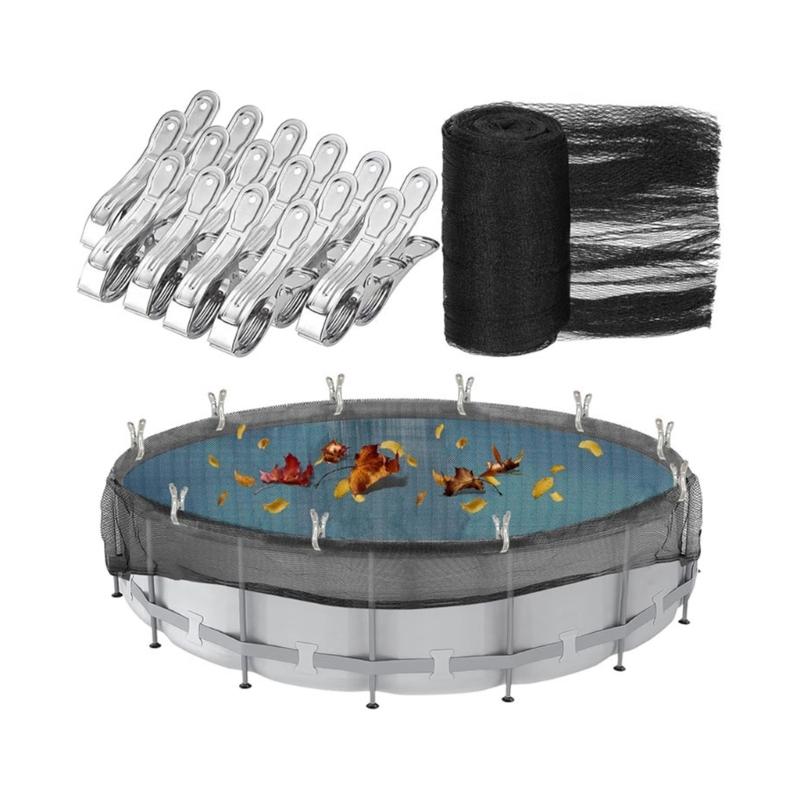 

Durability Swimming Pool Net Cover Includes 12 Large Clip Reusable Pool Cover for Windproof Installation
