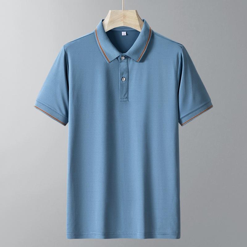 Ice Silk Polo Shirt Men'S Short-Sleeved T-Shirt Summer New Trend Solid Color Ice Cool Breathable Lapel Half-Sleeved Men