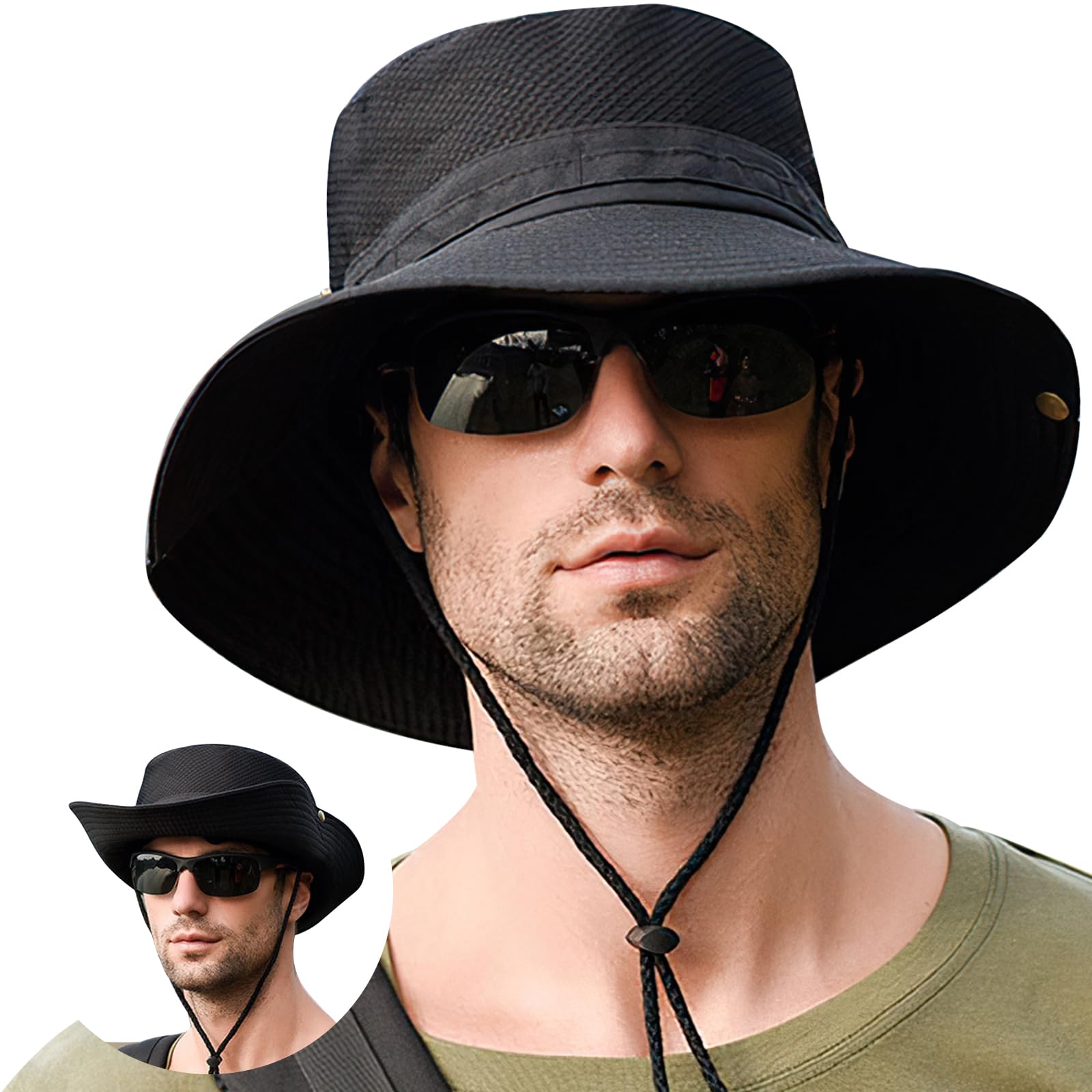 

Шляпа сафари для шляпы с широкими полями от Hat Sun UV Mesh Chin UV Water Stain Ultra Делает лицо меньше 9 см шириной [Lavento] Мужская, [Под наблюдением консультанта, UPF50+] чёрный