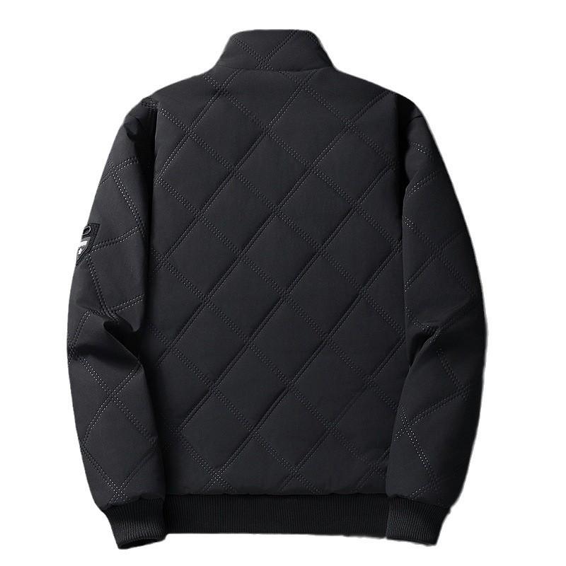 Herren Baumwollmantel Übergröße 2025: Neue Herbst/Winter Stehkragen, Samtgefüttert, Rautenmuster, Warme und Kälteabweisende Jacke