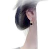 Black Square Tassel Ear Cuff - 925 Sterling Silver Needle Earrings for Women, Trendy and Versatile 2024 Fashion Pendant.