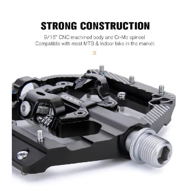 CXWXC CX-150 Bicycle Pedal Dual Function Platform Flat/Clipless Mountain Bike Pedal SPD Cleats 3 Sealed Bearings Road Bike BMX