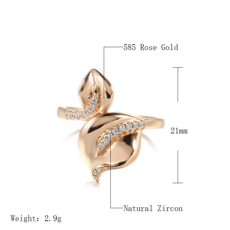 Trendy  Rose Gold Crystal Flower Rings For Women Luxury Natural Zircon Accessories Bride Wedding Fine Daily Jewelry