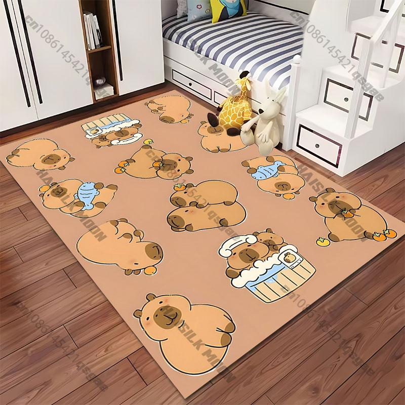 Cute capybaras relaxing together carpet Yoga living room room decor children's crawling mat doormat area rug games mat