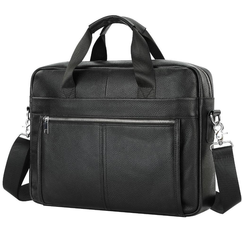 Men's Genuine Leather 15" Laptop Briefcase & Crossbody Shoulder Bag