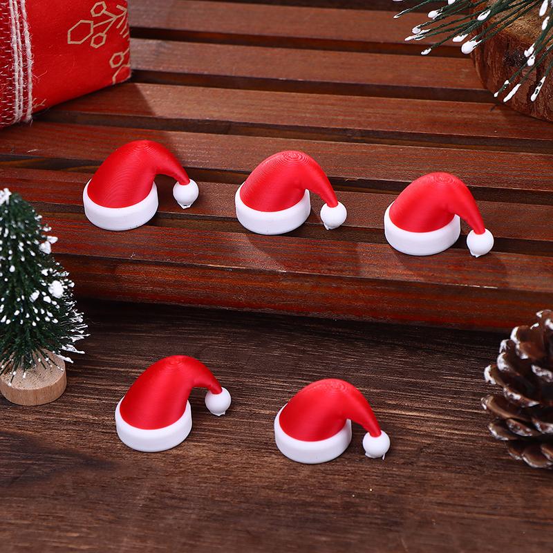 10/20Pcs 3D Printed Christmas Santa Hat Wine Bottle Ornaments Home Xmas Decorations Alcohol Bottle Mouth Decorative Caps Gift