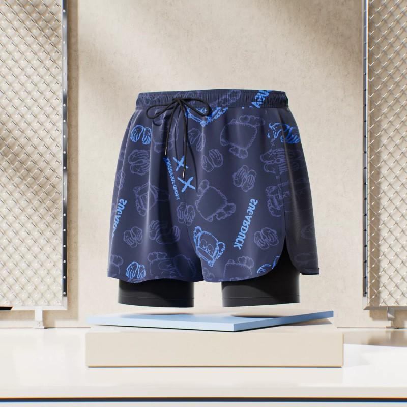 Mens Double-Layered Board Shorts Swim Trunks Quick-Dry Anti-Chafe Flat Front Beach Pool Surfing