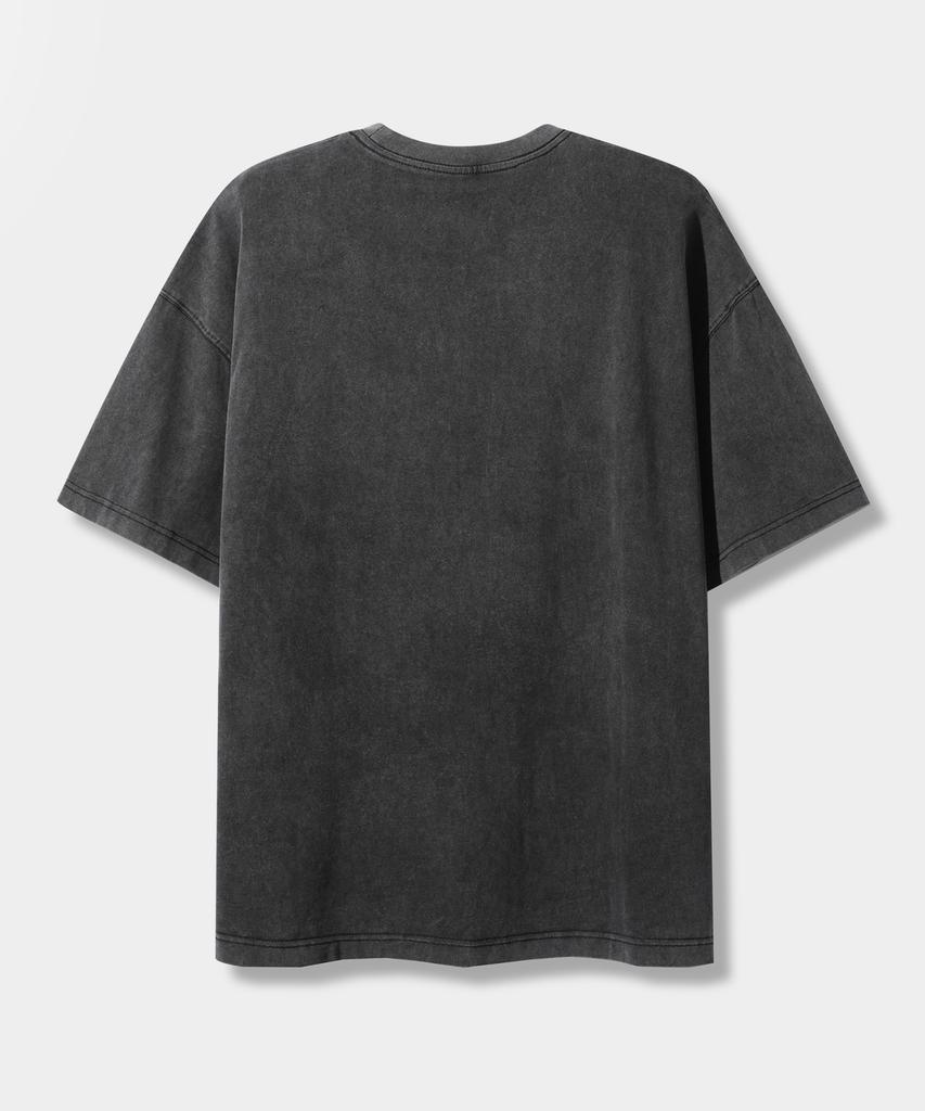 Dimiteulibeullaeg Vlad Cutoff Applique Short Sleeve T-Shirt_Pigment Charcoal