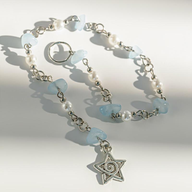 Punk coloré pierres naturelles tresse chaînes anneaux de cheveux pour filles lune étoiles pendentif Imitation perle perlée gland bandeau cheveux bijoux accessoires