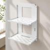 Folding Router Wall Shelf in Cold-Rolled Steel with Two Storage Levels and Cable Routing for Home Internet Devices