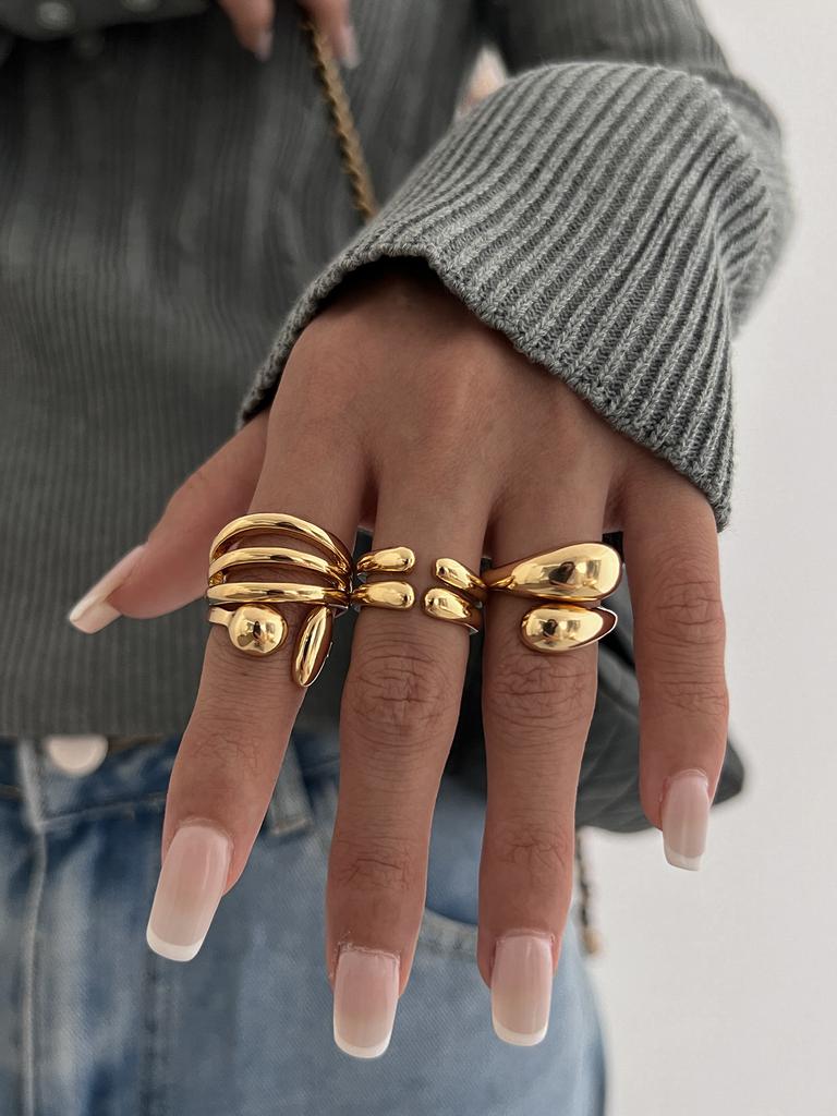 DIEZI 4 pezzi/set Nuovi Anelli Metallici Hip Hop per Dita per Donne Ragazze Uomini Punk Colore Oro Argento Anello Geometrico per Falange Gioielli