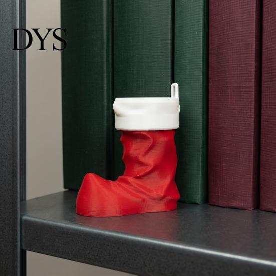 Miniature Stocking Display 3D Printed Christmas Ornament, Red and White Seasonal Shelf Ornament Desktop Decoration for Holiday Home Mantelpiece