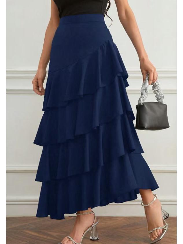 Europäisch-Amerikanischer Frühling/Sommer High-Waist Unregelmäßiger Midi Maxi Rock