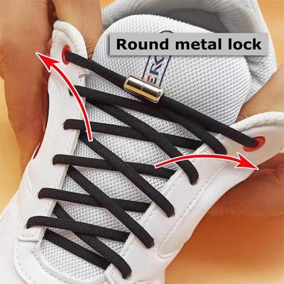 NO.8 Cadarços elásticos sem cadarço semicírculo cadarços de tênis cadarços de metal cadarços preguiçosos para crianças e adultos tamanho único