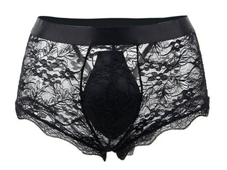 Black Lace Open Boxer Shorts - NoGenderWear - Sexy Boxer Shorts