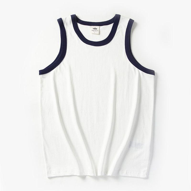 American-Style Fitness Tank Top for Men, Cotton Workout Vest for Summer, Foreign Trade Men's Basketball Sleeveless T-Shirt