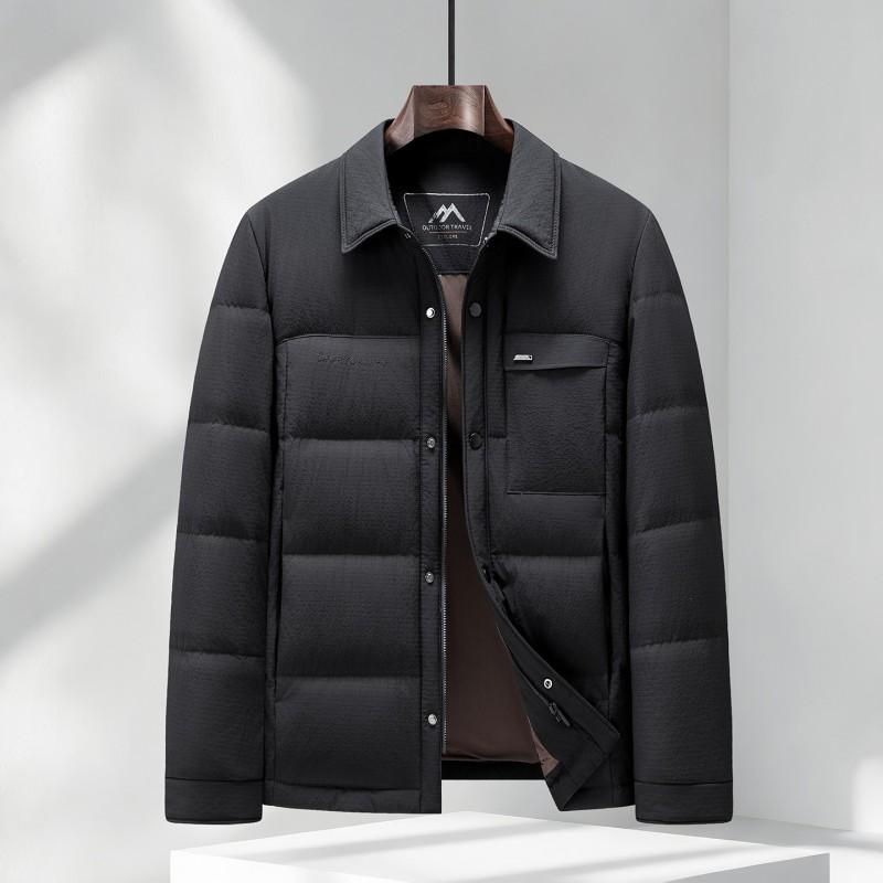 Mens Down Jacket Winter Warm Lightweight Casual Office Wear Turn-Down Collar 86-90% Duck 650 Fill Power