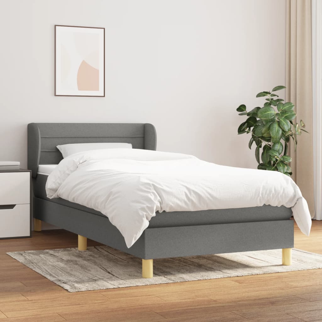 Vidaxl Letto Continentale Con Materasso, Tessuto Grigio Scuro 90X200 Cm