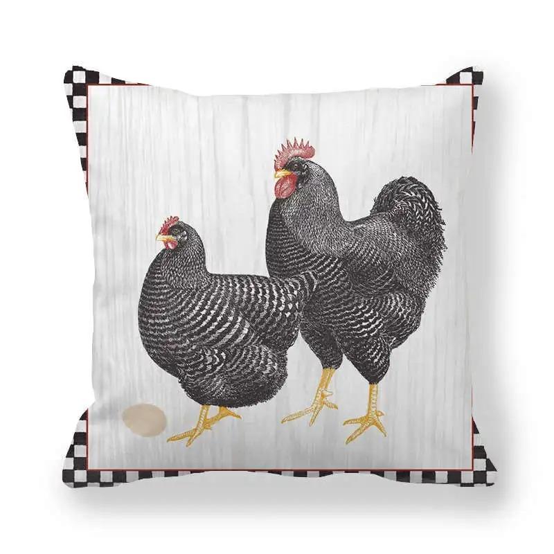 Hen and Rooster Print Pillowcase Office Living Room Car Ornaments Home Pillowcase