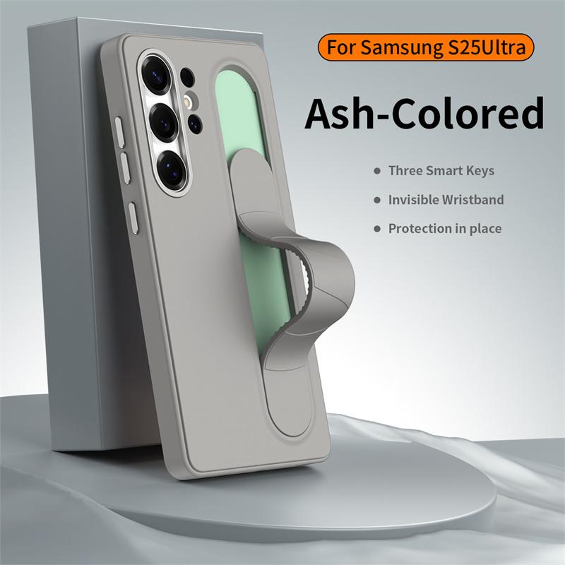 Smart Silicone Wristband Bracket Phone Case For Samsung Galaxy S23 S24 S25 S26 Ultra Plus Intellgent Control Buttons TPU Cover