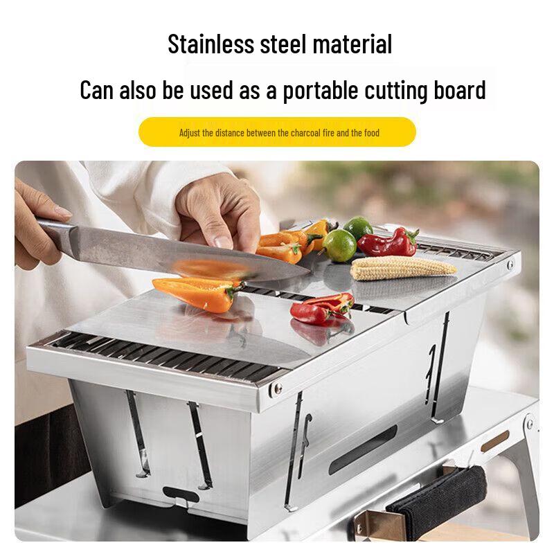 Explorer Foldable Outdoor Stainless Steel Charcoal BBQ Grill