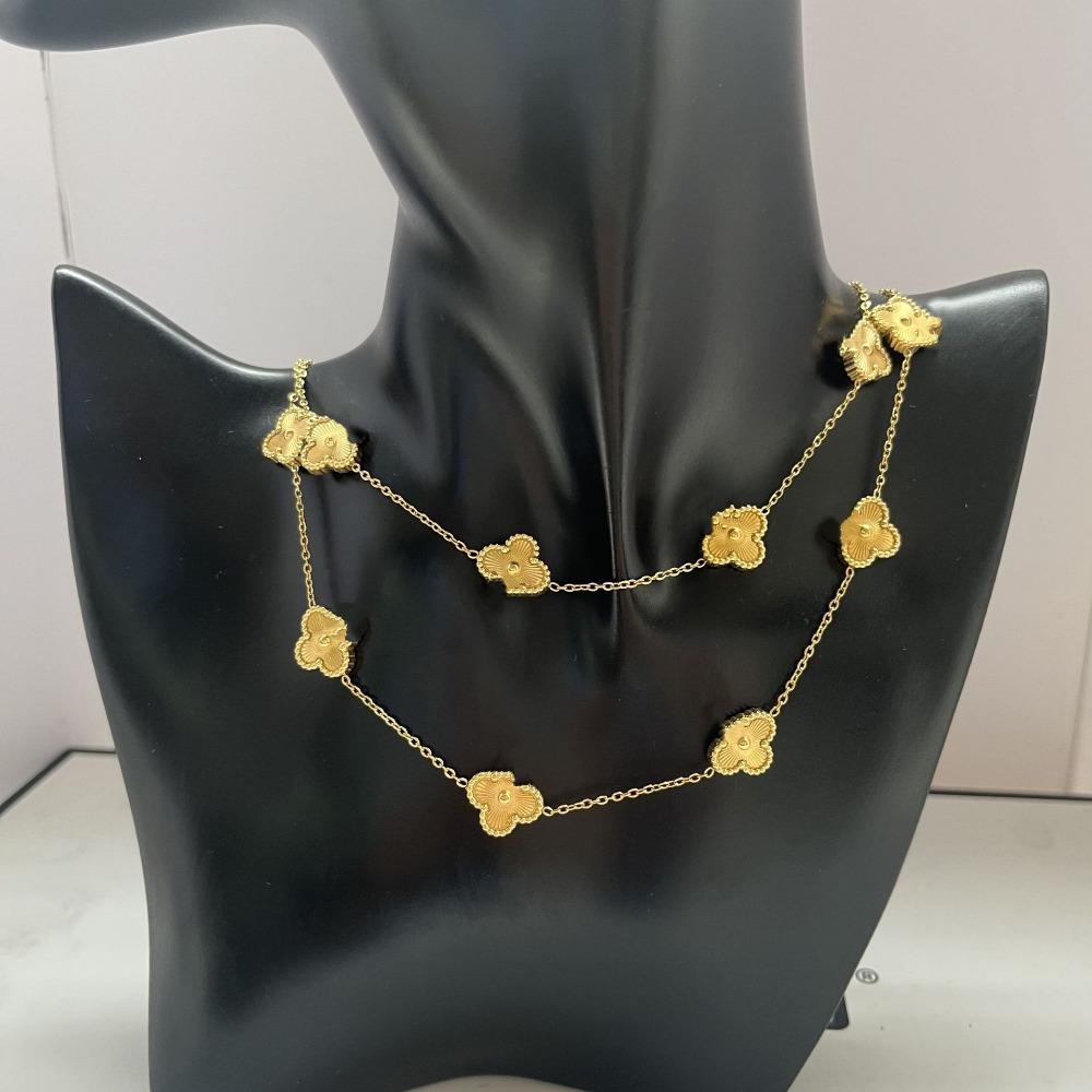 90cm Long 20-flower Classic Four-leaf Clover Necklace for Women 18K Non-fading Necklace Sweater Chain