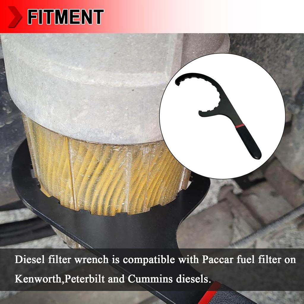 61060 Diesel Fuel Filter Wrench for Paccar, 4.5" Fuel Filter Removal Tool for Kenworth, Peterbilt and Cummins Diesels C-shaped Oil Filter Wrench