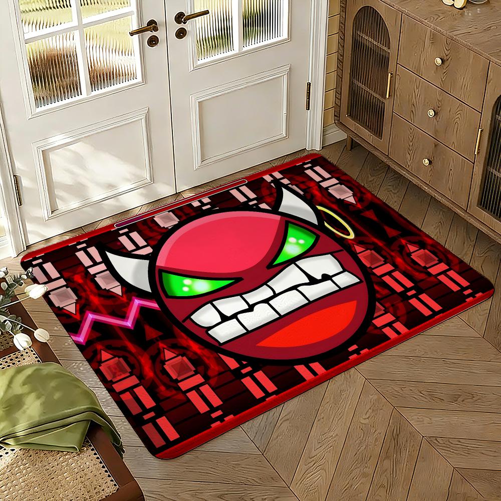 Game Geometry Dash Floor Mat Soft Thickened Absorbent Non-Slip Bedroom Living Room Door Mat Home Decor Flannel Rugs