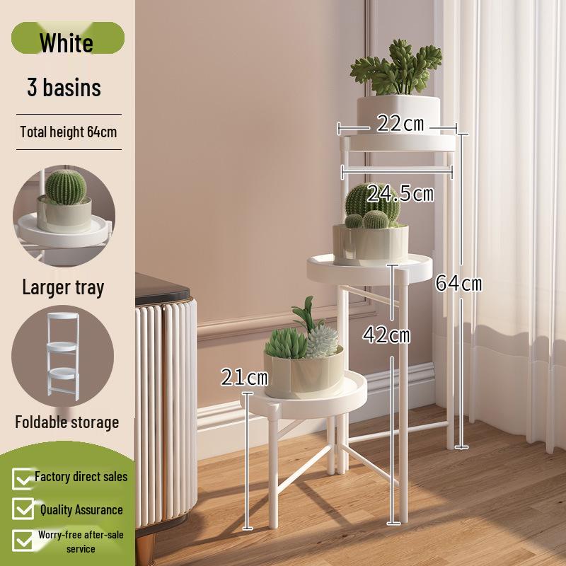 Compact Wrought Iron Flower Stand: Indoor/Outdoor Floor-Standing Plant Holder