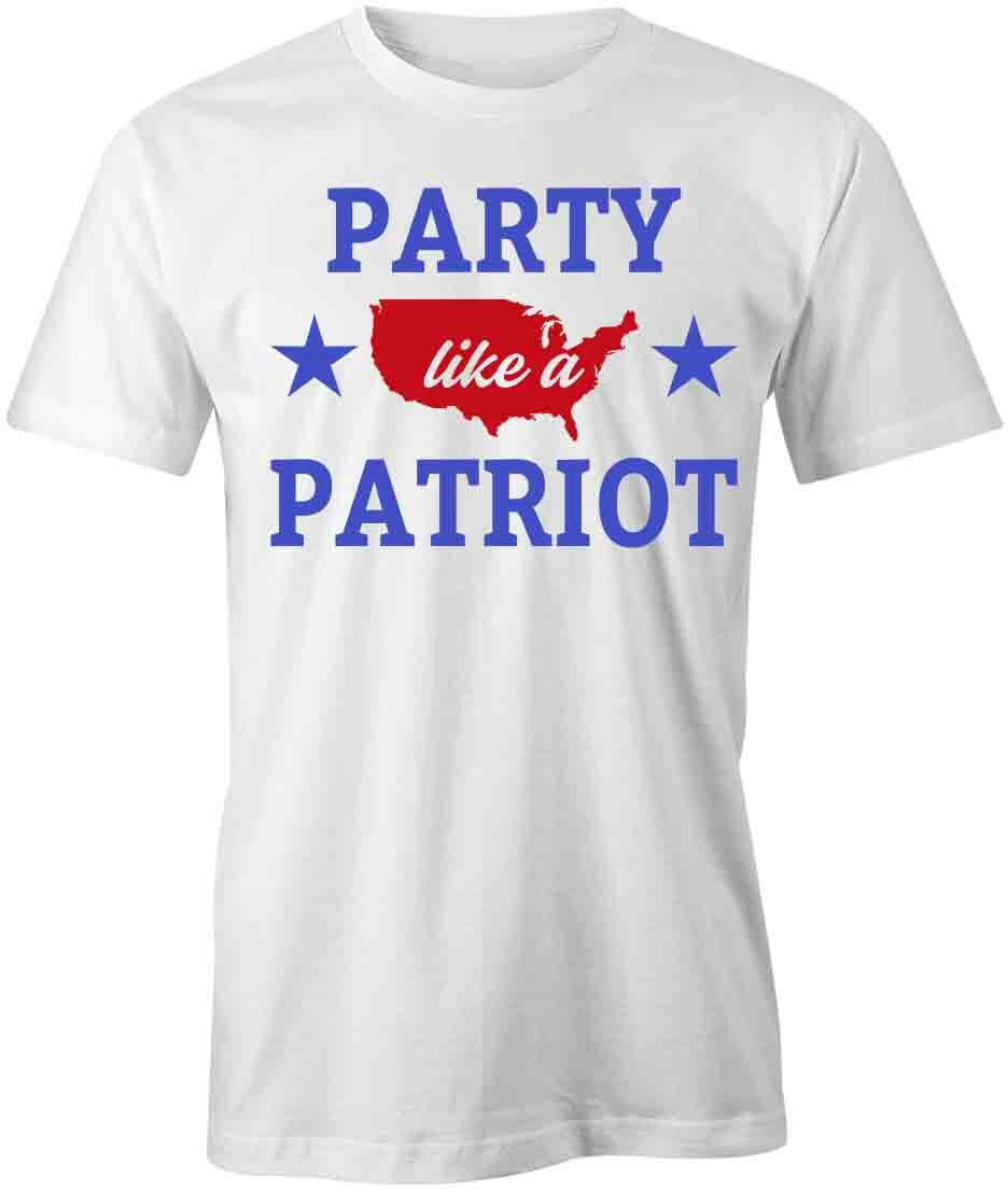 PARTY LIKE A PATRIOT TShirt Tee Short-Sleeved Cotton AMERICA CLOTHING S1WSA59 XL