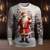Christmas Men's Santa Claus Graphic Long Sleeve T Shirt Crew Neck Casual Tee Shirt New In Sports Tshirts For Men